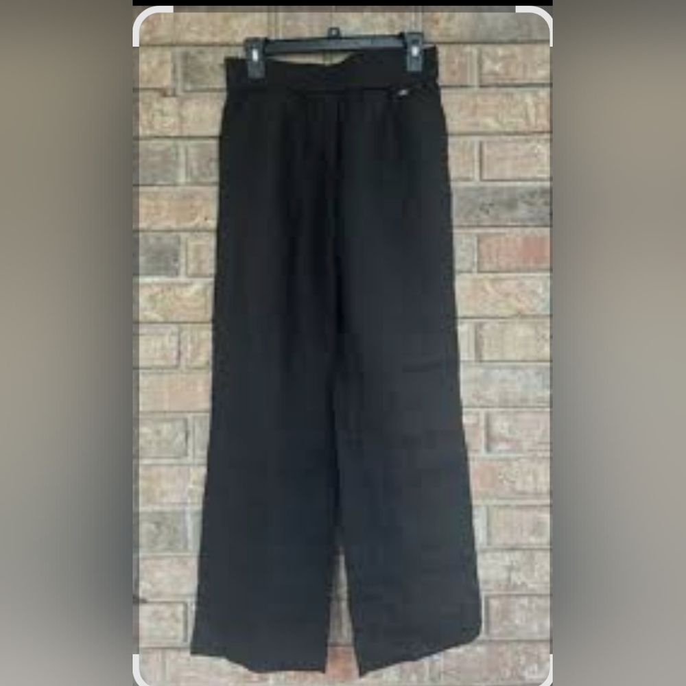 Escada Sport Elegant Linen Black Relaxed Wide Leg Trousers Size 42